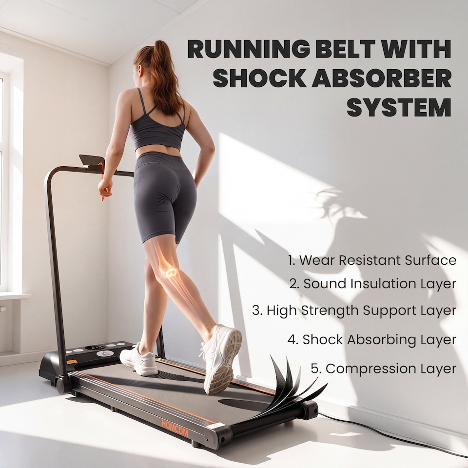 image 1 of HOMCOM Foldable Walking Treadmill w/ LED Display, Red | Red | Red