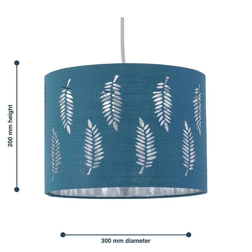 image 1 of Set of 2 Fern - Teal Cut Out 30cm Pendant Lightshades | Green | Silver | Large | 2