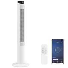 HOMCOM Tower Fan with WiFi Control 116 cm | White | White | 31.5 x 31.5 x 116 cm