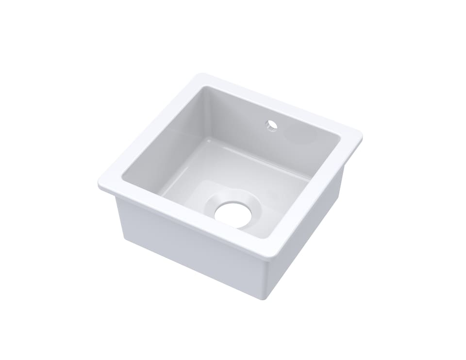 image 1 of Balterley Fireclay Single Bowl Square Undermount Kitchen Sink with Overflow | White | White | 1