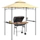 image 1 of Outsunny 2.4 x 1.5 m  Grill Gazebo Canopy with LED Lights, Double Tiered Outdoor BBQ Gazebo Shelter with 2 Side Shelves, Storage Basket and Hooks for Garden, Barbecue, Picnic, Beige
