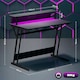 image 3 of HOMCOM LED Gaming Desk with Power Outlets and Monitor Stand 100 x 60cm Black