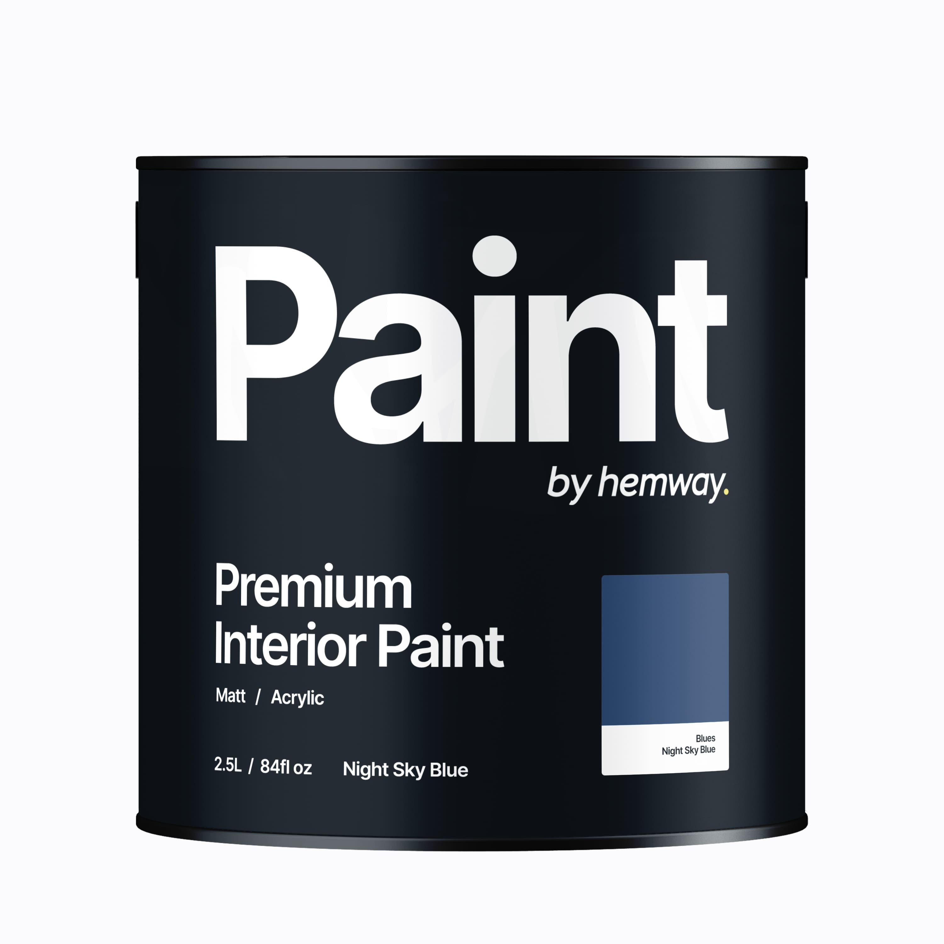 Hemway Interior Paint Matt Acrylic Night Sky Blue 2.5L Tin Durable Emulsion Walls Ceilings Kitchen Bathroom All Rooms