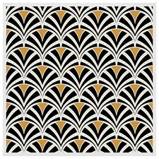 Black & gold shells geometric (Picture Frame) White | XS