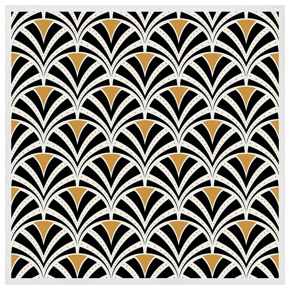 image 1 of Black & gold shells geometric (Picture Frame) White | XS
