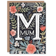 Mothers Day Card Dark Boho Floral Pattern Mum Card