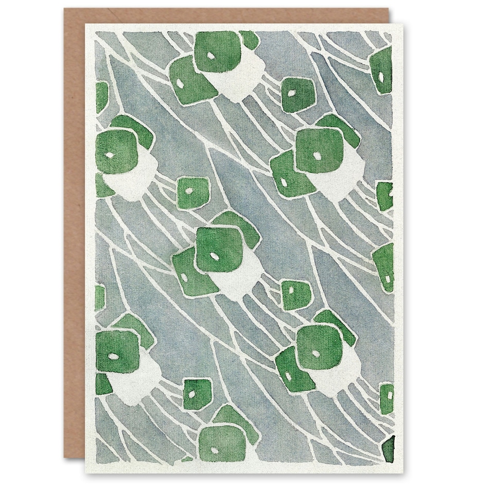 image 1 of Hannah Borger Overbeck Art Card Green Geometric Pattern