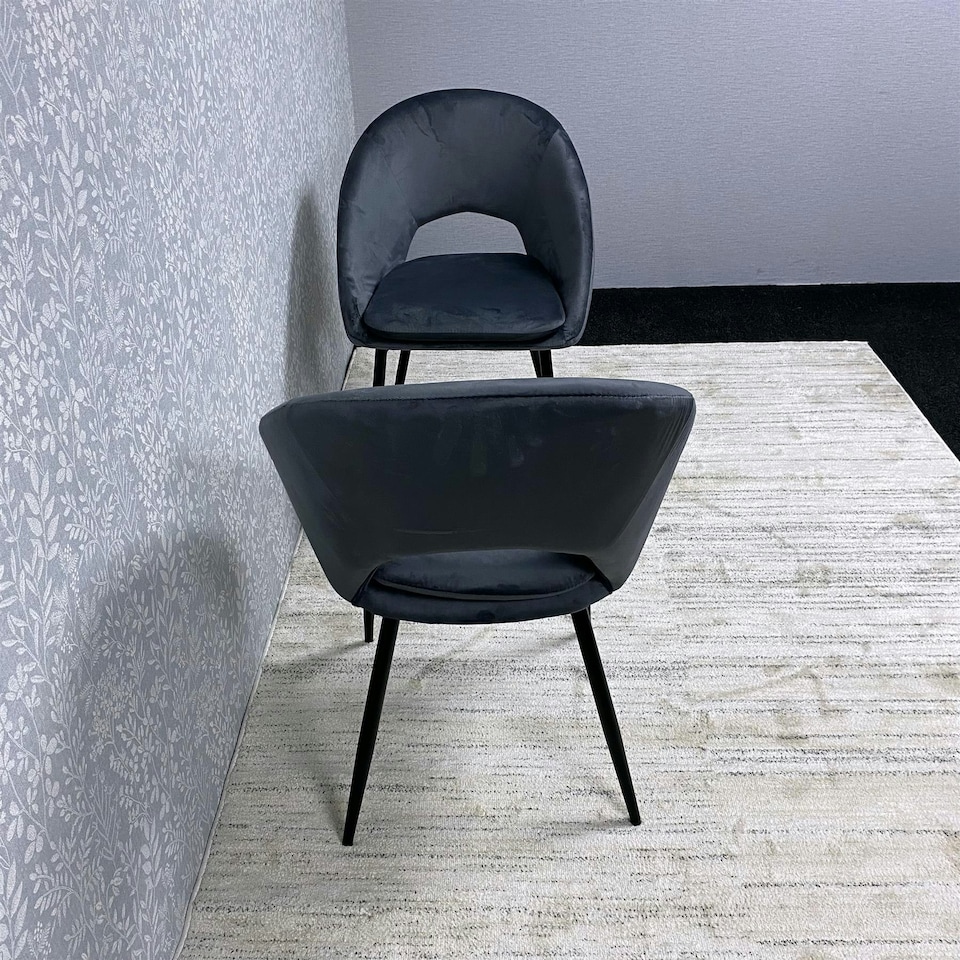 image 1 of Set of 2 Grey Velvet Dining Chair Modern Metal Legs for Living Room and Office Grey
