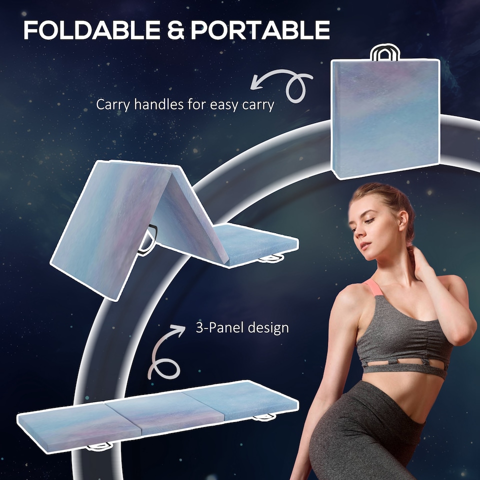 image 1 of HOMCOM 6FT Foldable Gymnastics Mat, Blue