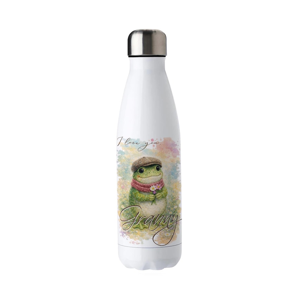image 1 of Fuzzy Frog Reusable Metal Water Bottle - For Granny