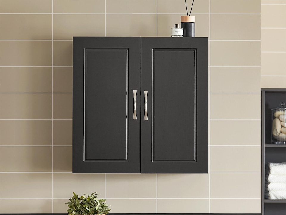 image 1 of SoBuy FRG231-SCH,2-Door Wall Cabinet with Adjustable Shelf | Black | Black | 1