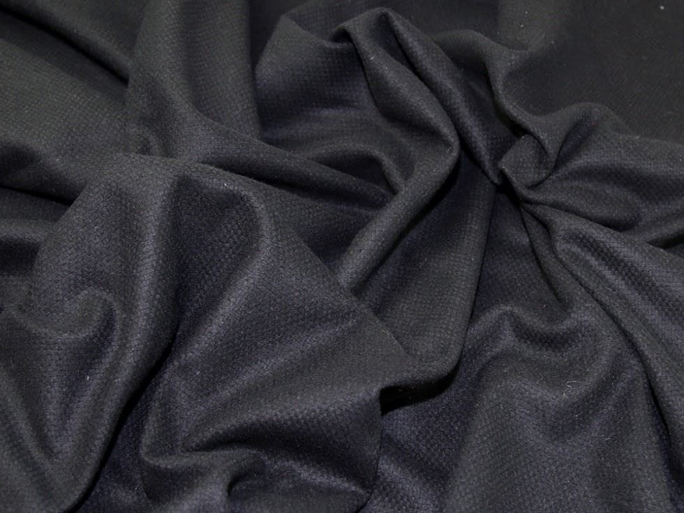 Black Wool Blend Coating Fabric for Dressmaking, 140cm / 55" Wide - per metre