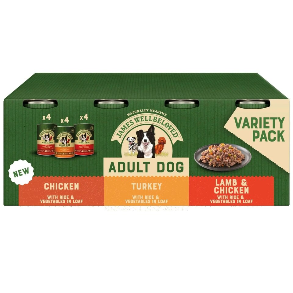 image 1 of James Wellbeloved Adult Dog Food Loaf Variety Pack 400G X 12