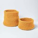 image 5 of Homescapes Yellow Cotton Knitted Round Storage Basket - 37 x 21 cm | Yellow | Yellow | M