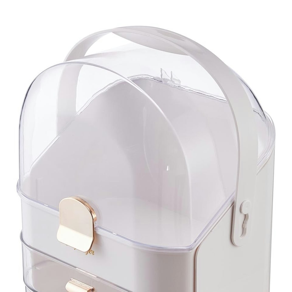 image 1 of Living and Home Large Dustproof Makeup Organizer with Drawers | Clear