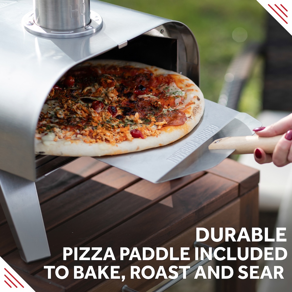 image 1 of George Foreman GFWPPO2SSPC Pizza Oven Stainless Steel 16" Wood Pellet with Paddle & Carry Bag