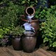 image 2 of Earthenware 3-Tier Honey Pot Water Feature & Planter with Lights 50cm