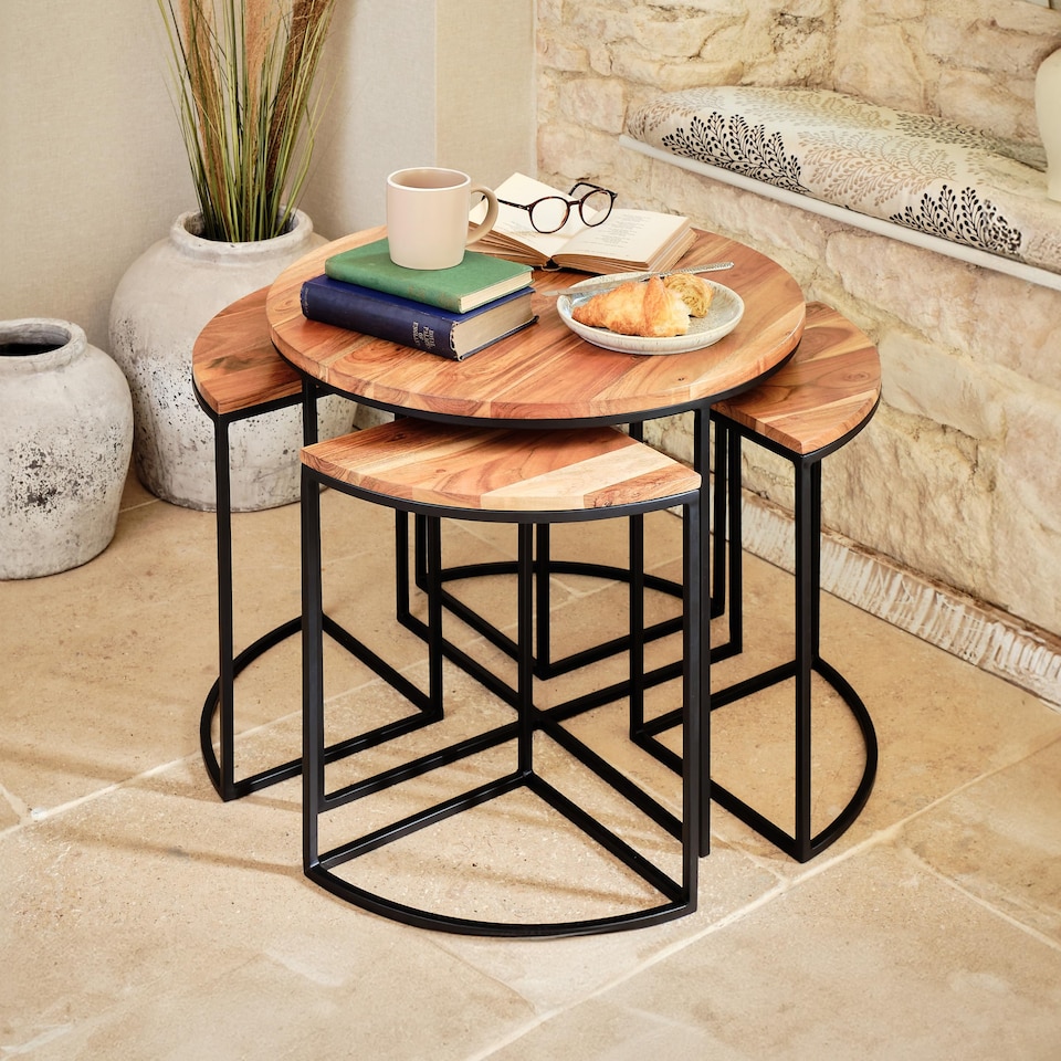 image 1 of Acacia Nesting Tables Set of 5