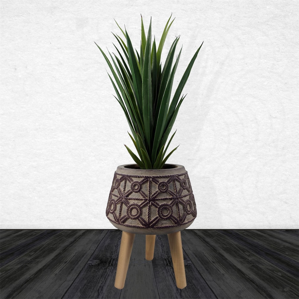image 1 of Embossed Composite Large Planter | Brown