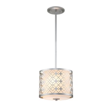 Ziggy Cylindrical Pendant Ceiling Light, Lacquered Silver