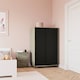 image 3 of URBNLIVING 2 Sliding Door Wardrobe 120cm Freestanding Unit | Multi | Oak Carcass + Black Doors | 1