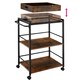 image 6 of Drinks Trolley Worcester - 3 shelves and removable tray, 4 swivel castors with parking brake | Brown | Industrial wood dark, rustic | 65 x 41,50 x 87 cm | 1