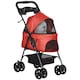 image 1 of PawHut Pet Stroller Foldable Travel Carriage w/ Brake Basket Canopy, Red