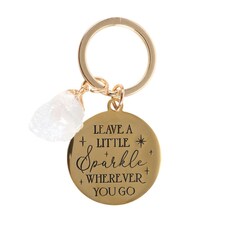 Something Different Leave A Little Sparkle Wherever You Go Crystal Quartz Keyring - Clear/Gold - One Size