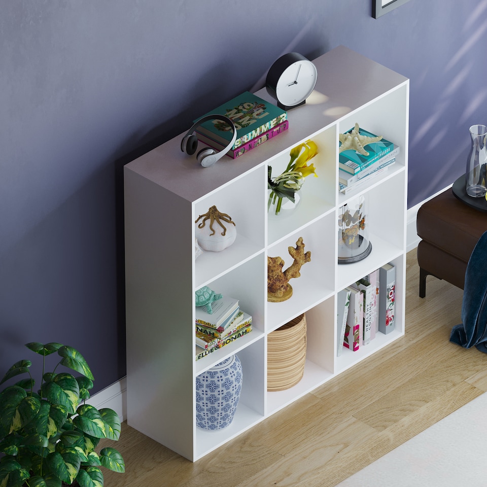 image 1 of Vida Designs Durham 3x3 Cube Storage Bookcase Display Unit, White