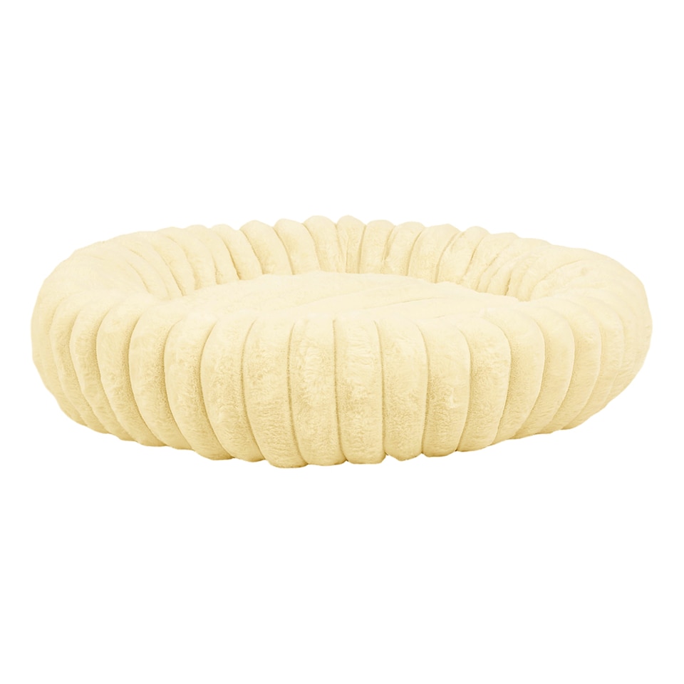 image 1 of Living and Home 6 Colour Soft Donut Pet Bed for Cats & Dogs,Warm & Cosy Retreat | Yellow | Pastel Yellow | M