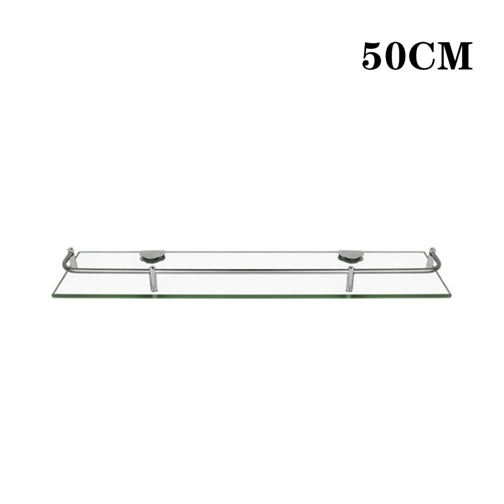 Living and Home Bathroom Tempered Glass Shelf Wall Mounted - 50cm | Multi