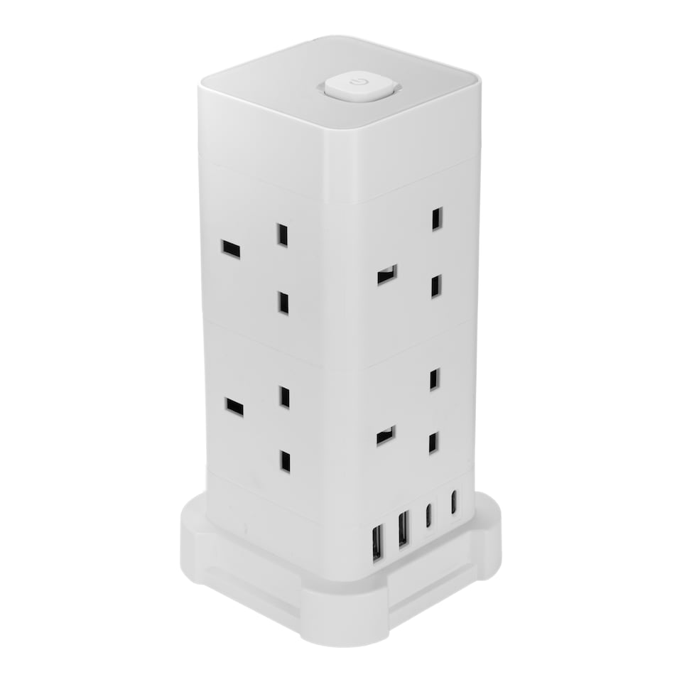 image 1 of TCP 8 AC Socket Tower Cube Extension Lead with 2 USB-A ports, and 2 USB-C ports