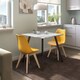 image 3 of 3-Piece Modern Dining Set - 80cm Square Table and 2 Tulip Chairs with Wooden Legs | White | White Marble & Yellow | 3