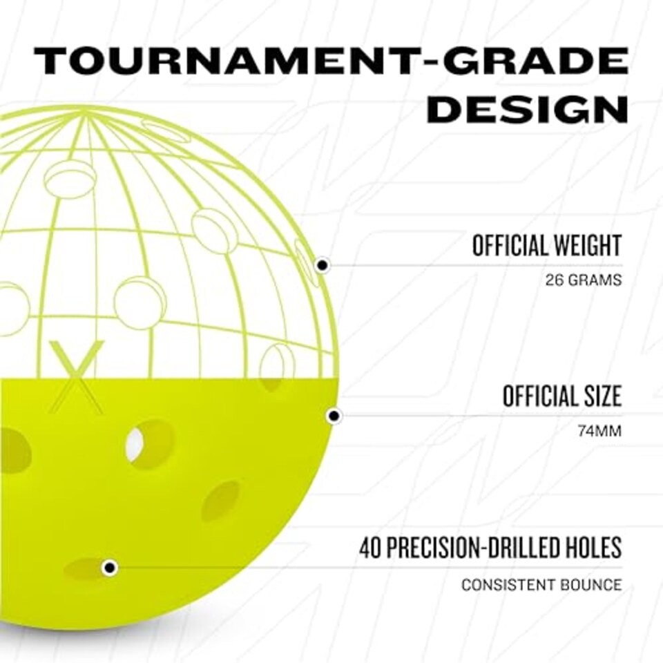 image 1 of Franklin Sports Outdoor - X-40 Pickleball Balls - USA Pickleball (Usapa) Approved - 100 Bulk Pack Outside Pickleballs - Yellow - Us Open Ball