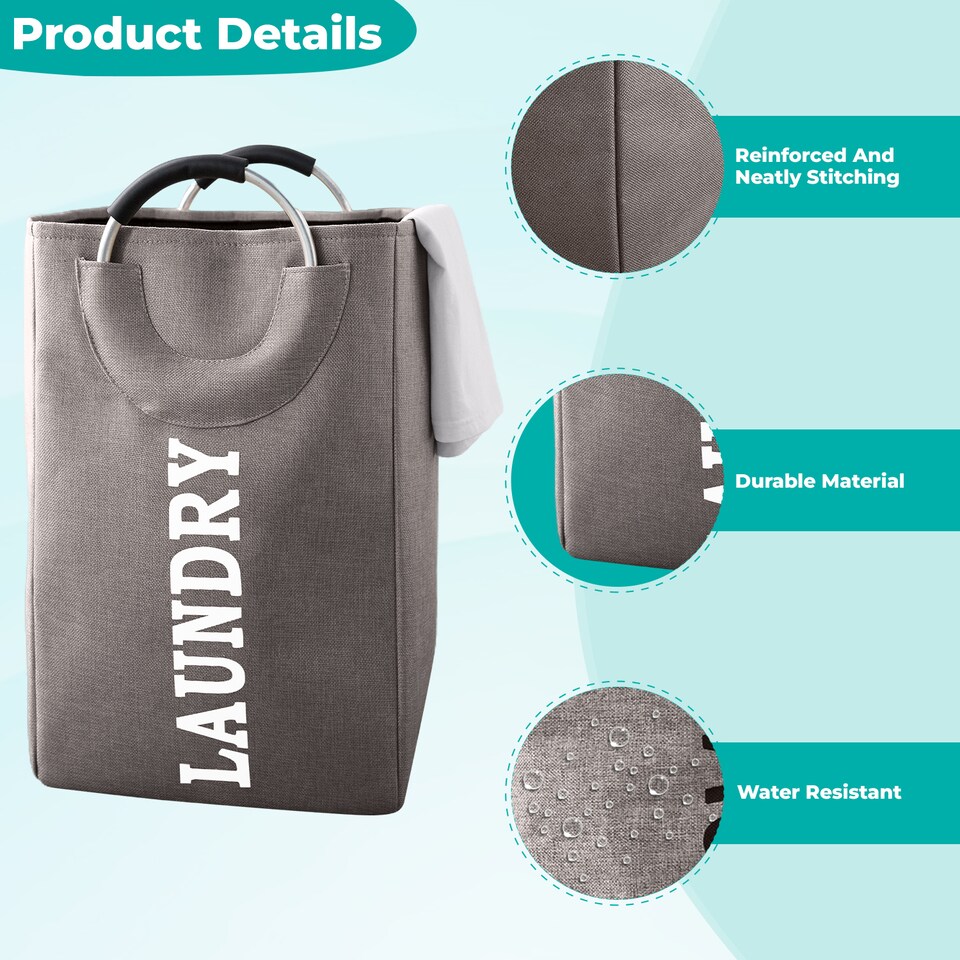 image 1 of 43L Collapsible Laundry Basket, Laundry Hamper with Handles
