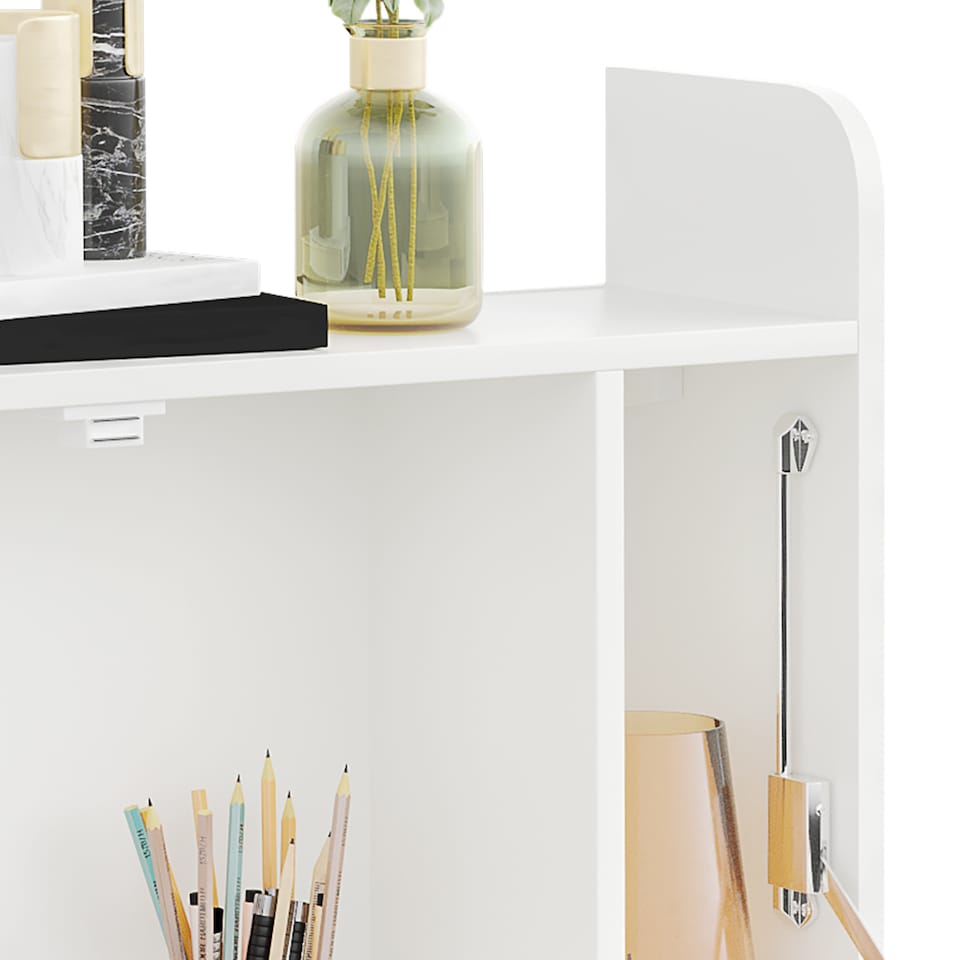 image 1 of HOMCOM Wall Mounted Table, Drop Leaf Floating Laptop Desk with Space Saving Storage Compartments for Home Office and Study, 77cm x 20cm x 51cm, White