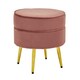 image 4 of Interiors by Premier Pink Velvet Round Footstool, Ottoman Small Footstool with Soft Upholstery, Velvet Pouffe for Home