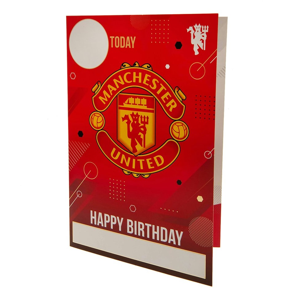 image 1 of Manchester United FC Birthday Card With Stickers - Red/Yellow - 22cm x 15cm