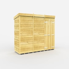12 x 4 Feet Pent Shed - Double Door Without Windows - Wood - L118 x W358 x H201 cm Brown