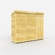 image 1 of 12 x 4 Feet Pent Shed - Double Door Without Windows - Wood - L118 x W358 x H201 cm Brown