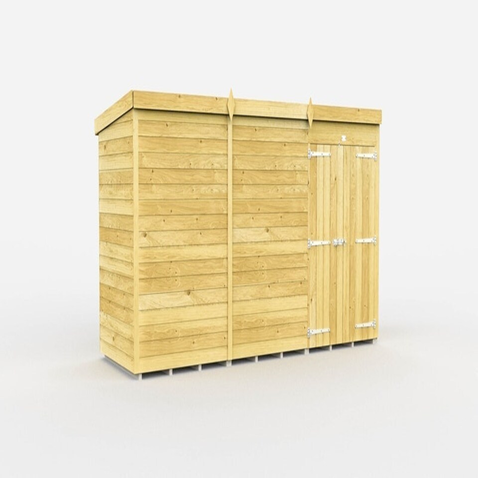 image 1 of 12 x 4 Feet Pent Shed - Double Door Without Windows - Wood - L118 x W358 x H201 cm Brown