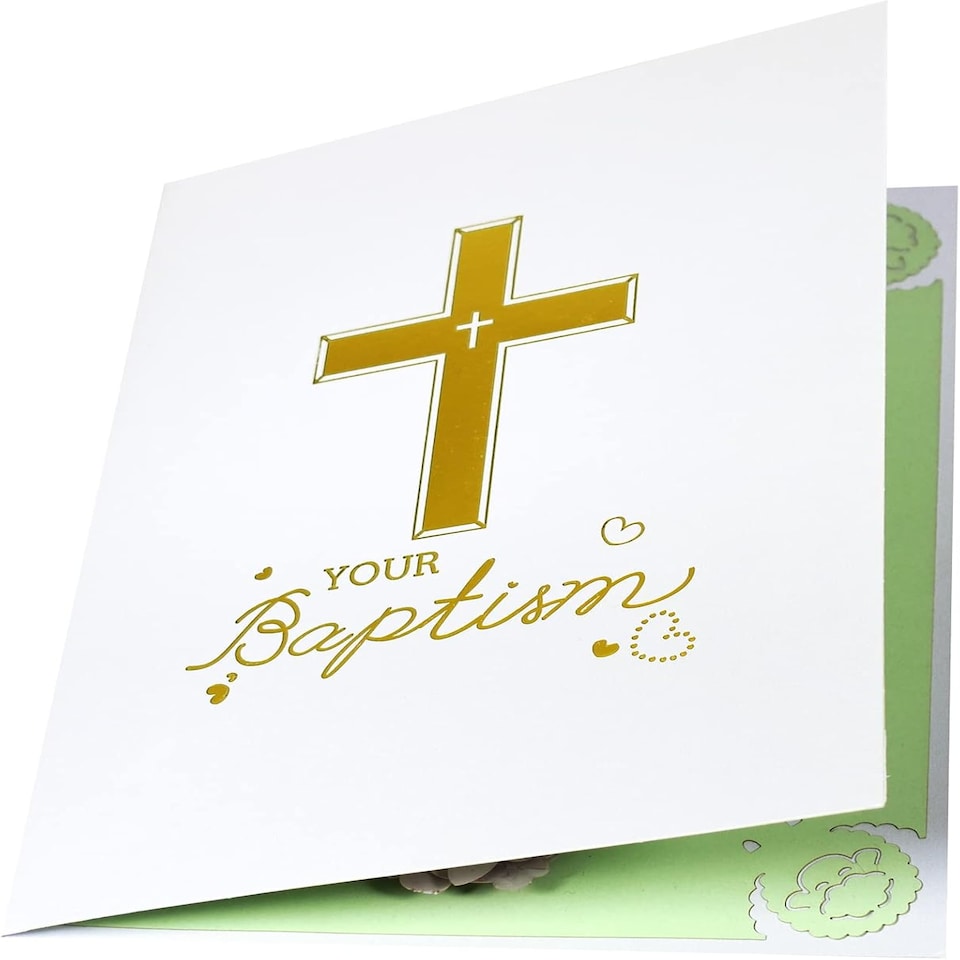 image 1 of Baptism Lamb Cross Holy Congratulations 3D Pop Up Greeting Card