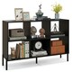image 1 of COSTWAY Wooden Storage Bookcase 6 Cube Bookshelf Rack Black Black