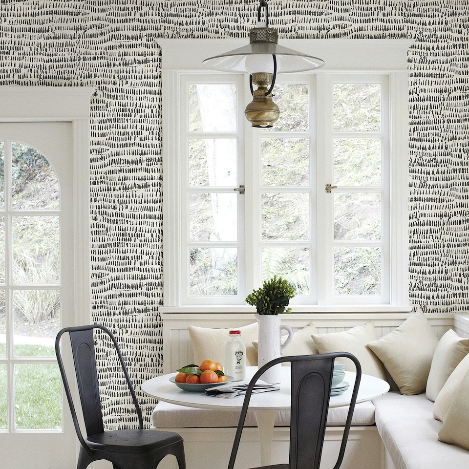 image 1 of NuWallpaper NU2678 Kylver Peel & Stick Wallpaper, White & Black Multi