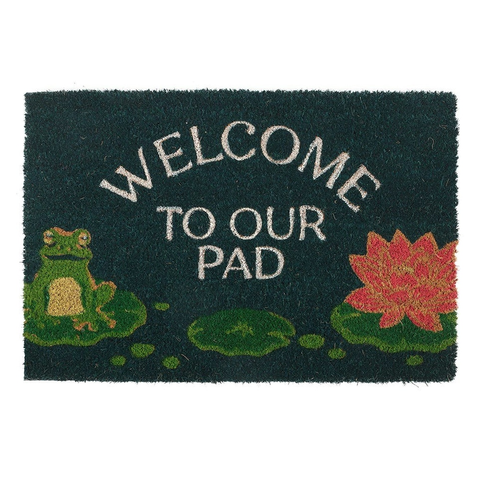 image 1 of Something Different Welcome To Our Pad Door Mat - Blue/White/Green - One Size Blue | One Size