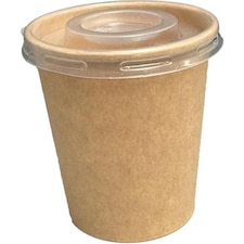 ECONX 4oz Kraft Paper Sauce Pots with Lids Small Pots Round Container for Sauces, Chutney, Dips Pack 50