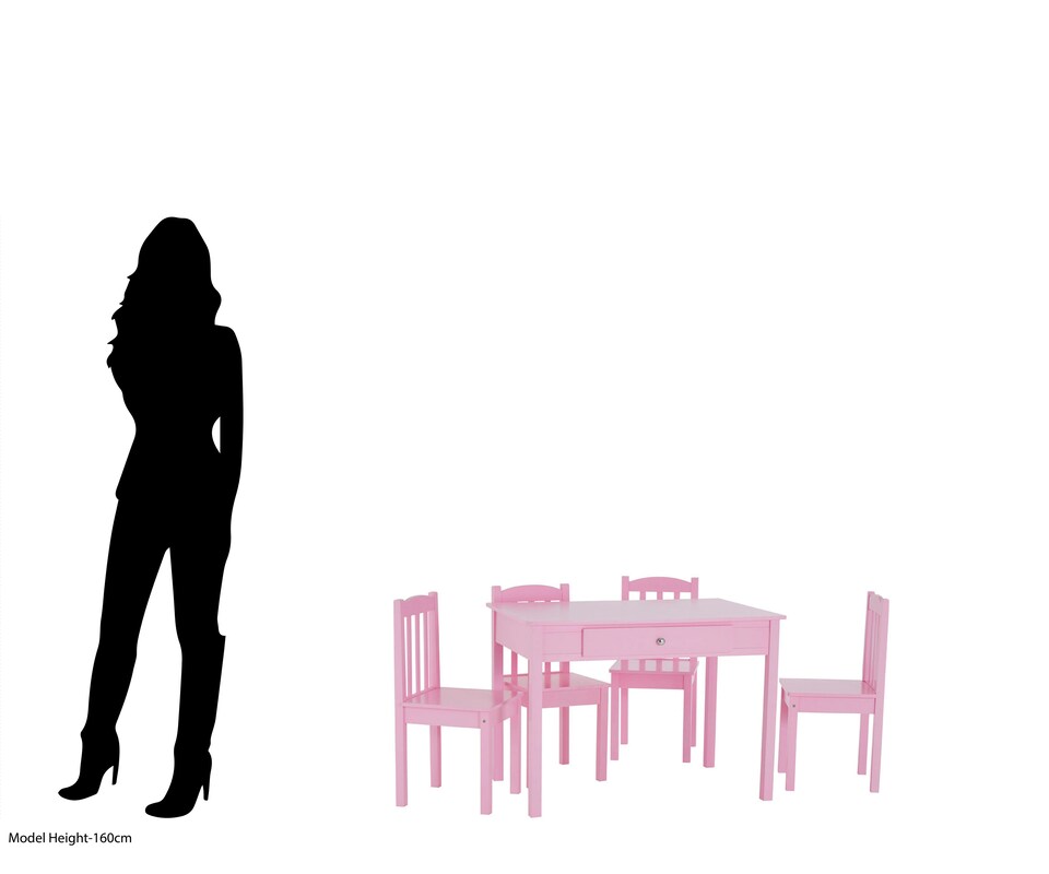 image 1 of Interiors by Premier Pink Kids 5 Piece Dining Set, Playful Dining Table with 4 Dining Chairs, Wooden Dining Table With Chairs Pink | Pink