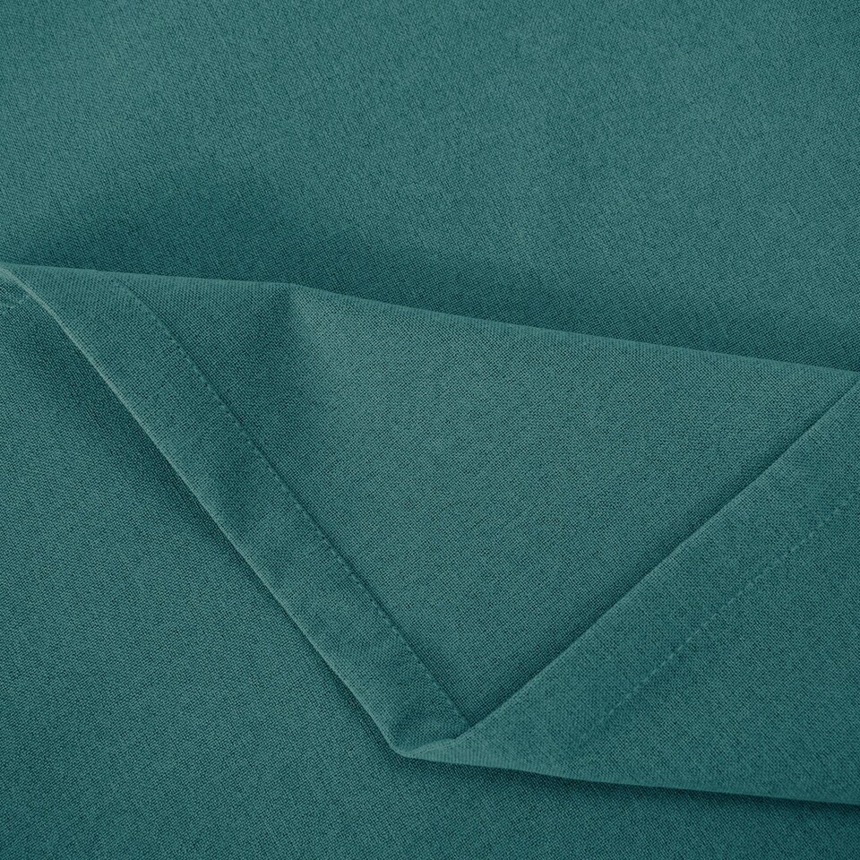 image 1 of Teal Linen Fabric Blackout Eyelet Curtains - 46x63 Inch Drop - 2 Panel Green