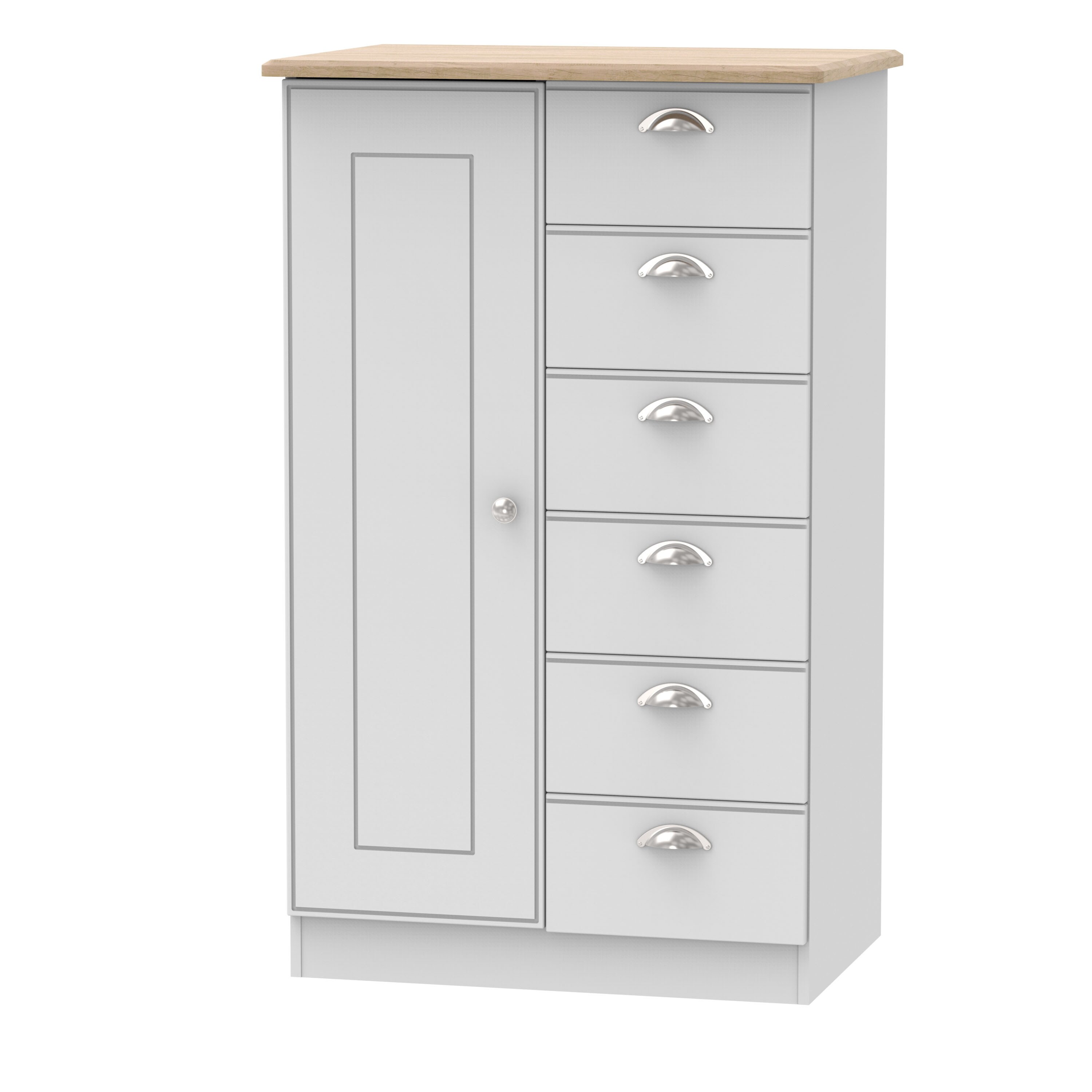 Albert 1 Door 5 Drawer Childrens Wardrobe in Grey Matt & Riviera Oak