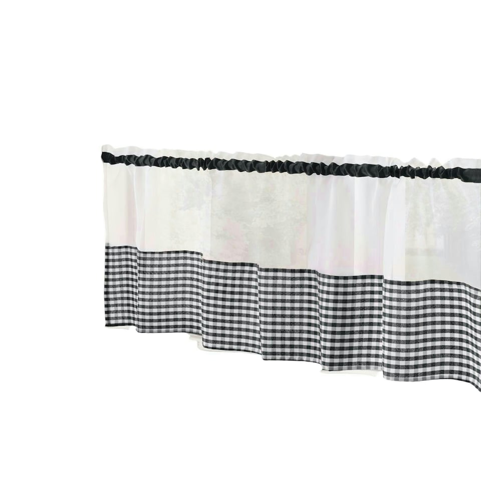 image 1 of Gingham Kitchen Cafe Panels - Black - 140xm x 60cm